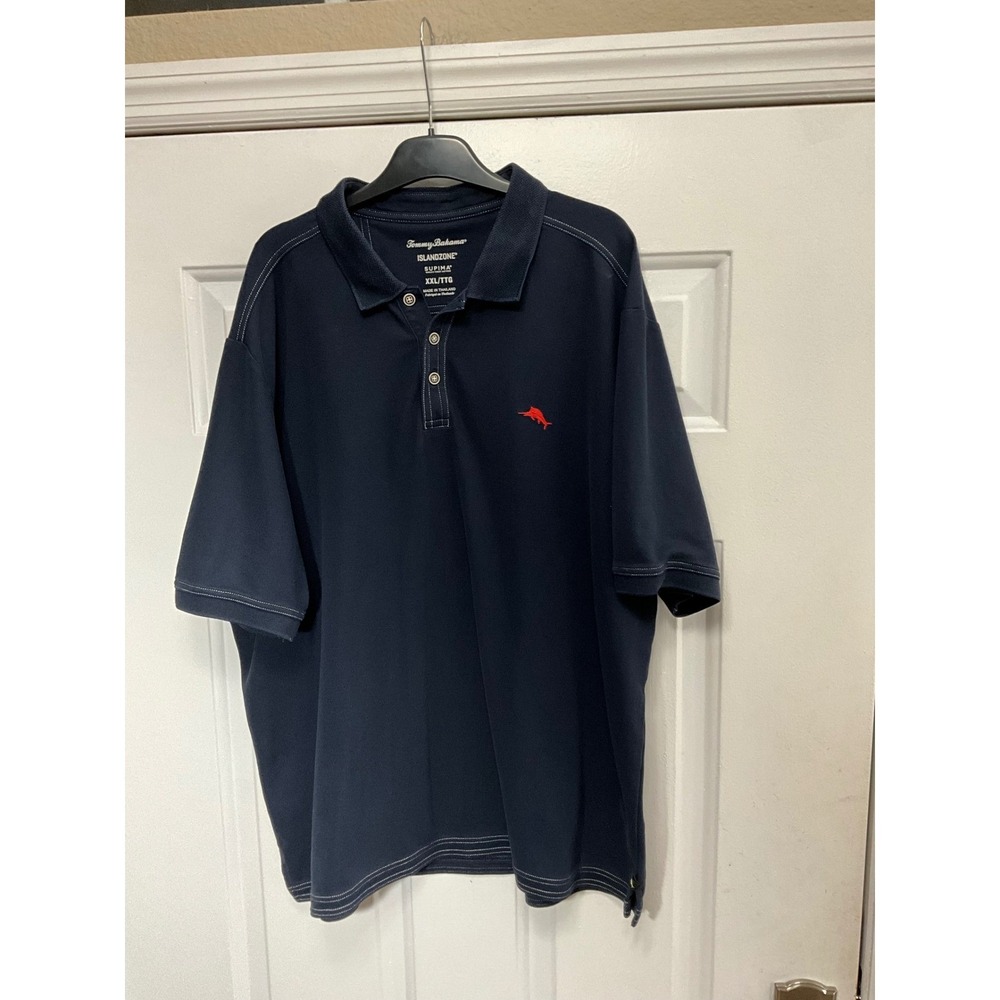 Tommy Bahama IslandZone Supima Cotton Blend Polo Shirt Navy Blue XXL Mens